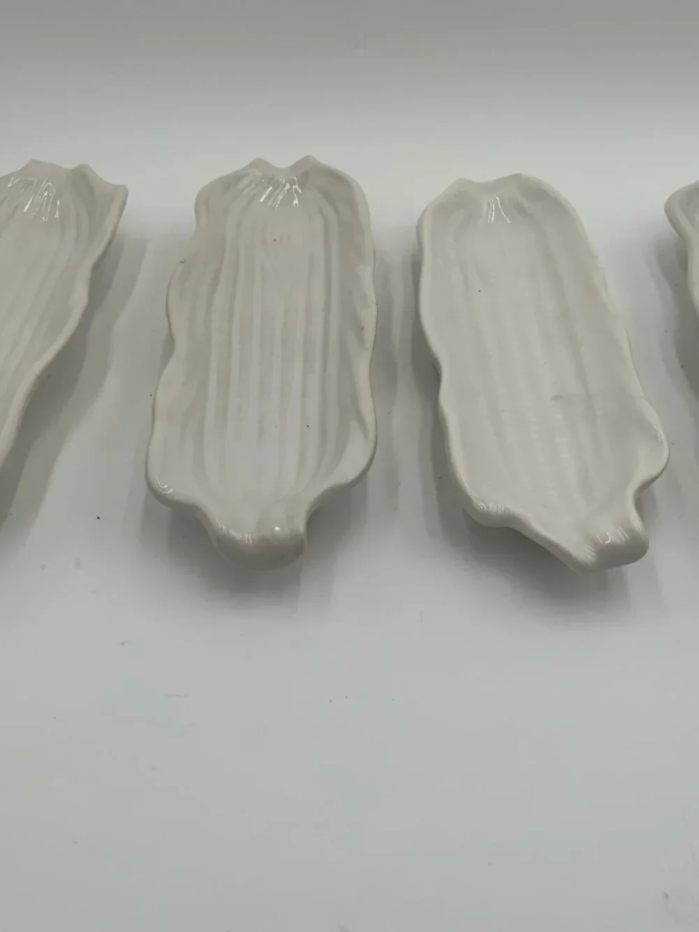 Ivory Ceramic Corn on the Cob Holders Japan Set Of 4